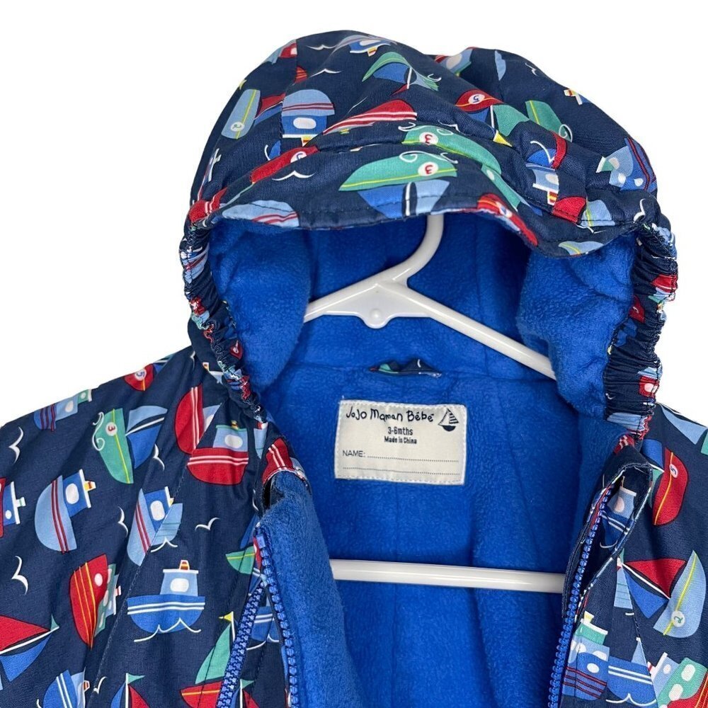 Jojo Maman Bebe All in one boy Snowsuit size 3-6 Months Blue Nautical Theme‎ - Picture 6 of 7
